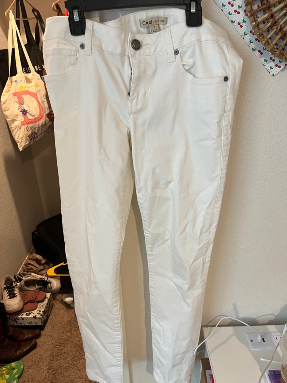 CAbi White Slim Straight Jeans